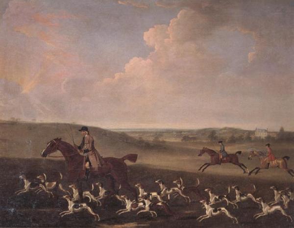  A Huntsman and Hounds Near a Country House